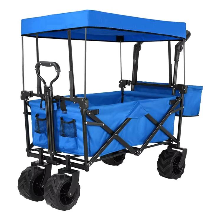 ECO1025B 35 Heavy Duty Beach Off Road Wagon Outdoor Camping Cart Beach Wagon Cart Folding Wagons with Roof Canopy