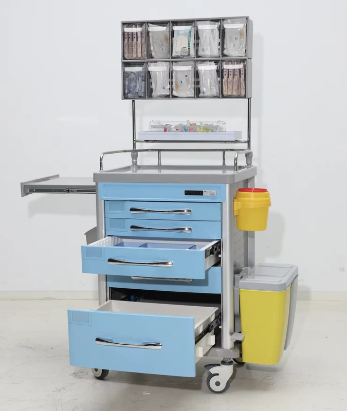 EM ET093 Hospital Furniture Medical Emergency Cart Nursing Trolley With Drawers