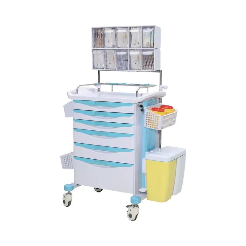EM ET106 Hospital Furniture Medical Anesthesia Trolley iPad Cart Plastic Rolling Kiosk Cart Crash Proof Design for Medical Use