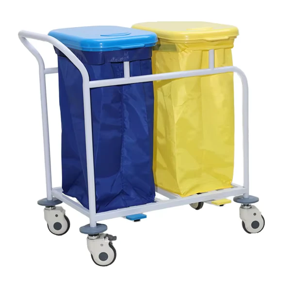 EM ET132 Metal Hospital Linen Carts Changing Trolley With Plastic Bucket Trolley for Cleaning