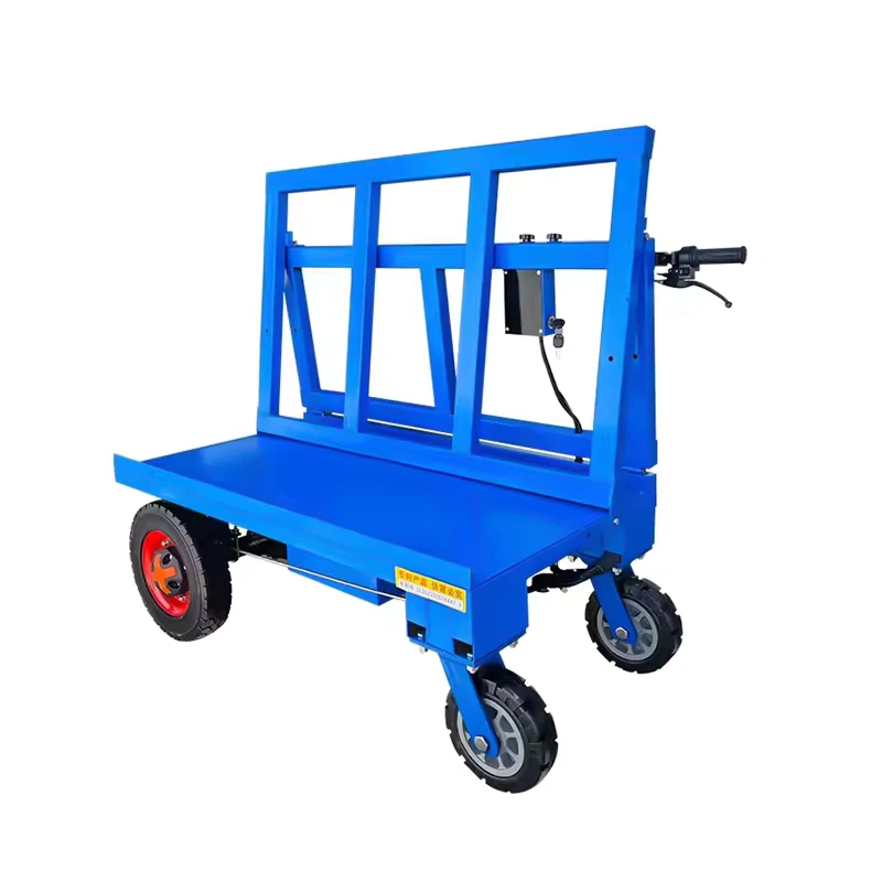 Easy Foldaway Electric Construction Site Hand Cart Four Wheel 500kg Load Transporting Trolley for Glass Plate Plasterboard Metal