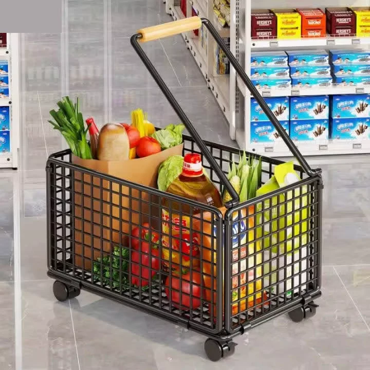 Easy to Use Fashionable Grocery Trolley Collapsible Cart Heavy Duty Shopping Cart in Store Display