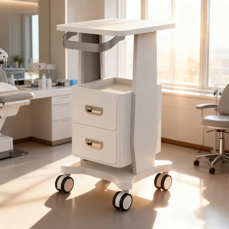 Eco Friendly Black White Metal Iron 4 Wheel Trolley for Hospital Use