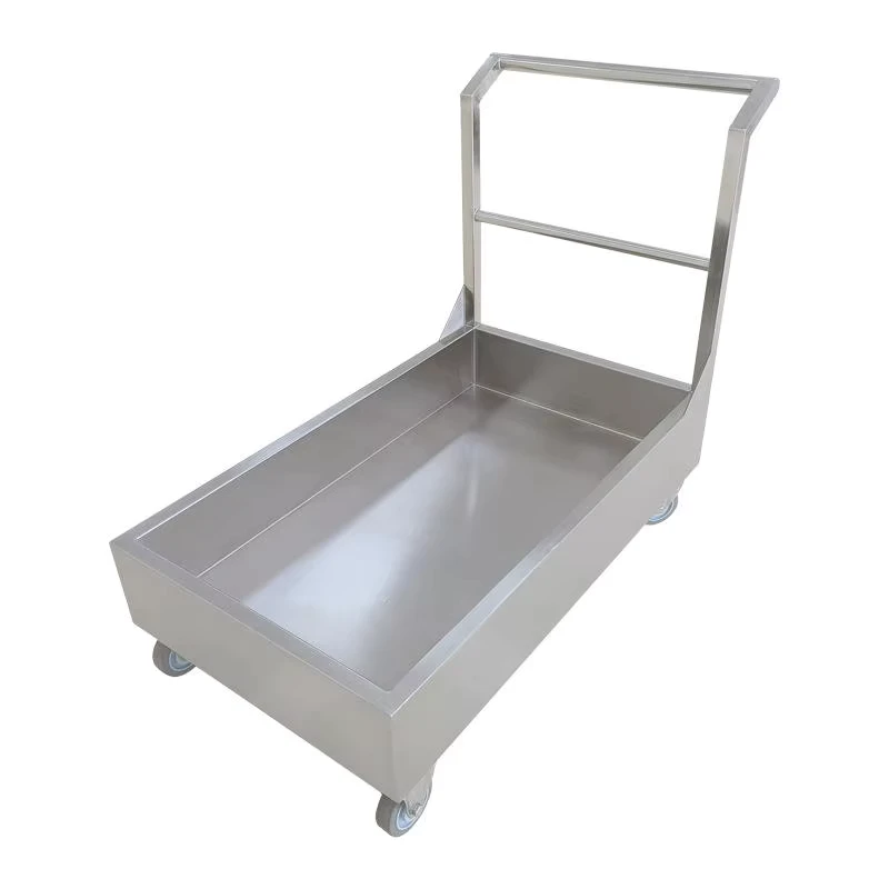 Eco Friendly Materials Customize Hand pushed Water Collection Vehicle Lab Janitor Cleaning Cart 304 Stainless Tray Trolley HTS