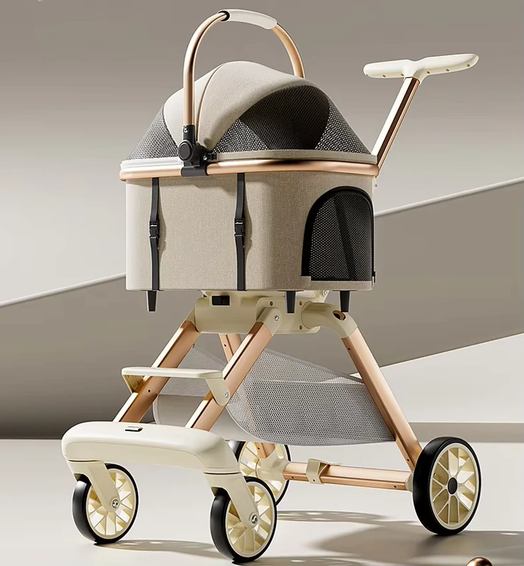 Eco friendly Oxford Pet Strollers Detachable Carrier for Small Dogs and Cats Push up Closure 15kg Capacity