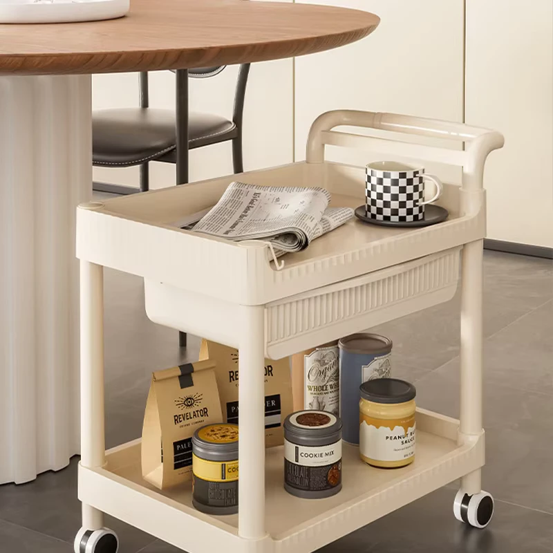 Eco friendly Rolling Trolley Cart Mobile Cart with Silent Universal Wheel Storage Rack for Home Living Room Office