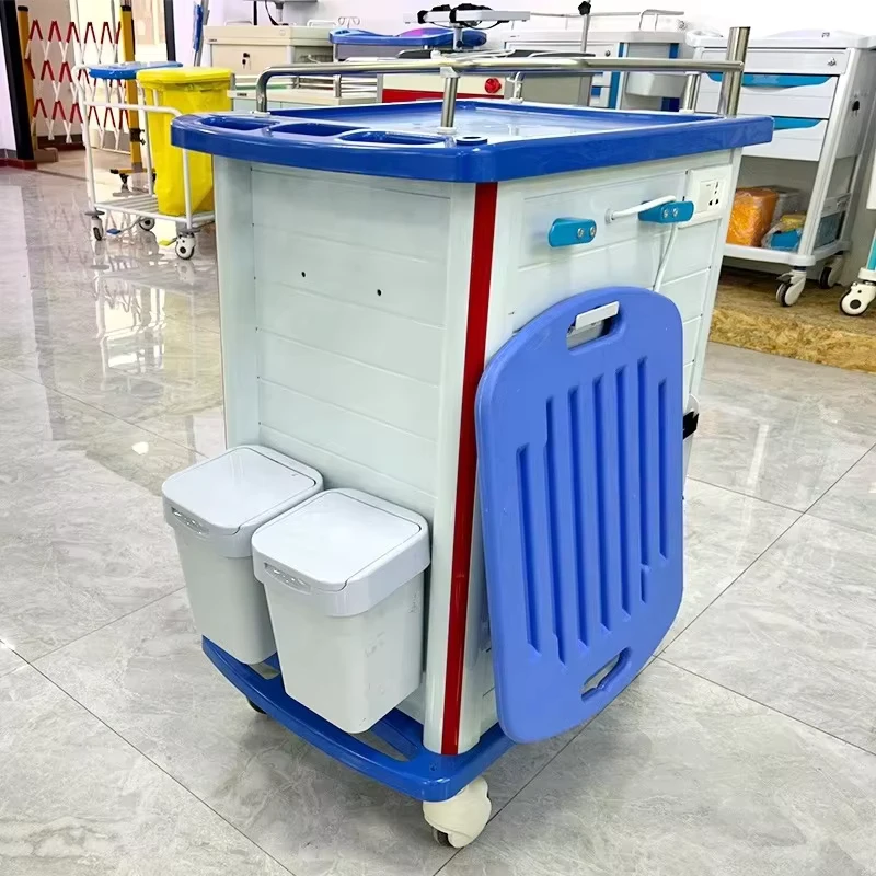 Economic Hospital Furniture Multi function ABS Plastic Patient Emergency Trolley Medical Emergency Cart