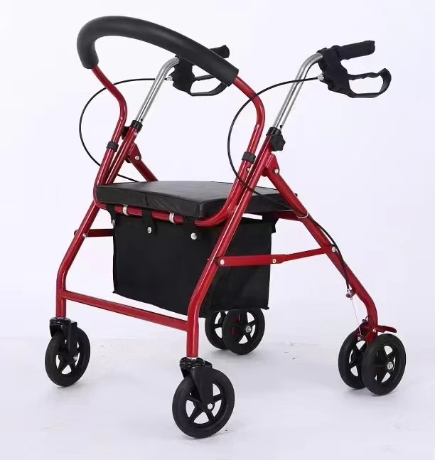 Elderly People Shopping Trolley with Seat Wheels and Basket