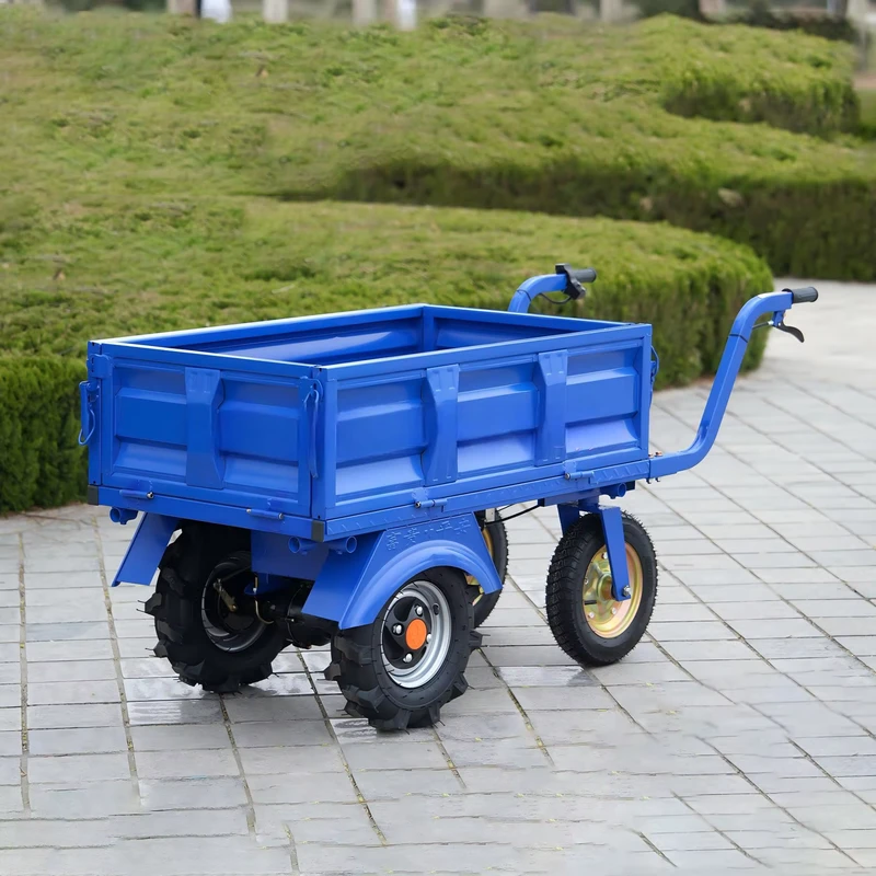 Electric 4 Wheel Hand Cart with Removable Cargo Bin 1500W Agricultural Orchard Industrial Warehouse Electric Transport Trolley