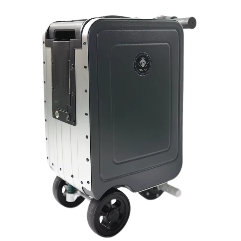 Electric Aluminum Frame Light Weight Portable Eco Friendly Hard Shell Riding Suitcase for Airport