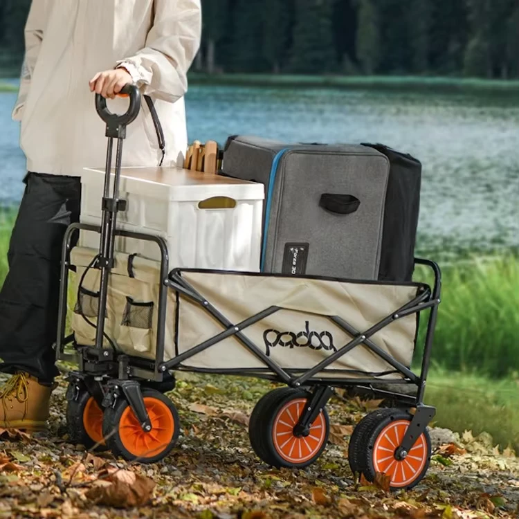 Electric Camping Cart Buggy Foldable Stainless Steel Four Wheel Wagon for Outdoor Use Shopping
