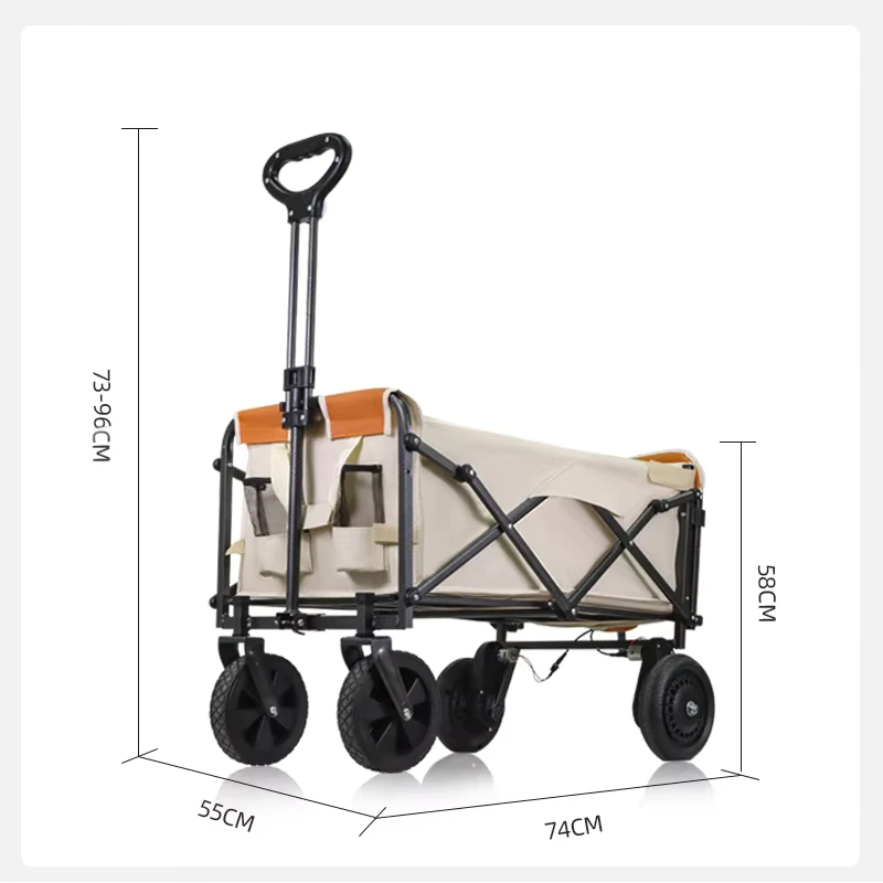 Electric Camping Cart Folding Trolley Portable Ultralight Shopping Pushcart Outdoor Picnic Beach Wagon Trailer Cart