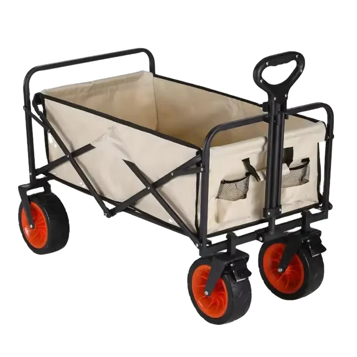 Electric Camping Cart With Adjustable Handle Heavy Duty Folding Beach Wagon Finishing Collapsible Utility Garden Trolley