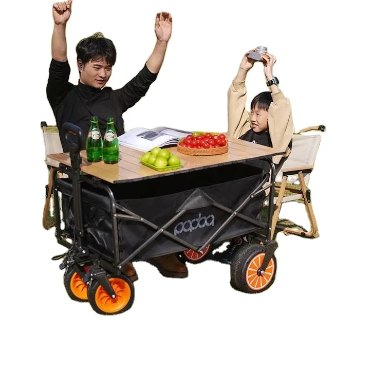 Electric Camping Utility Wagon with USB Port Foldable All Terrain Motorized Cart Heavy Duty Portable OEM
