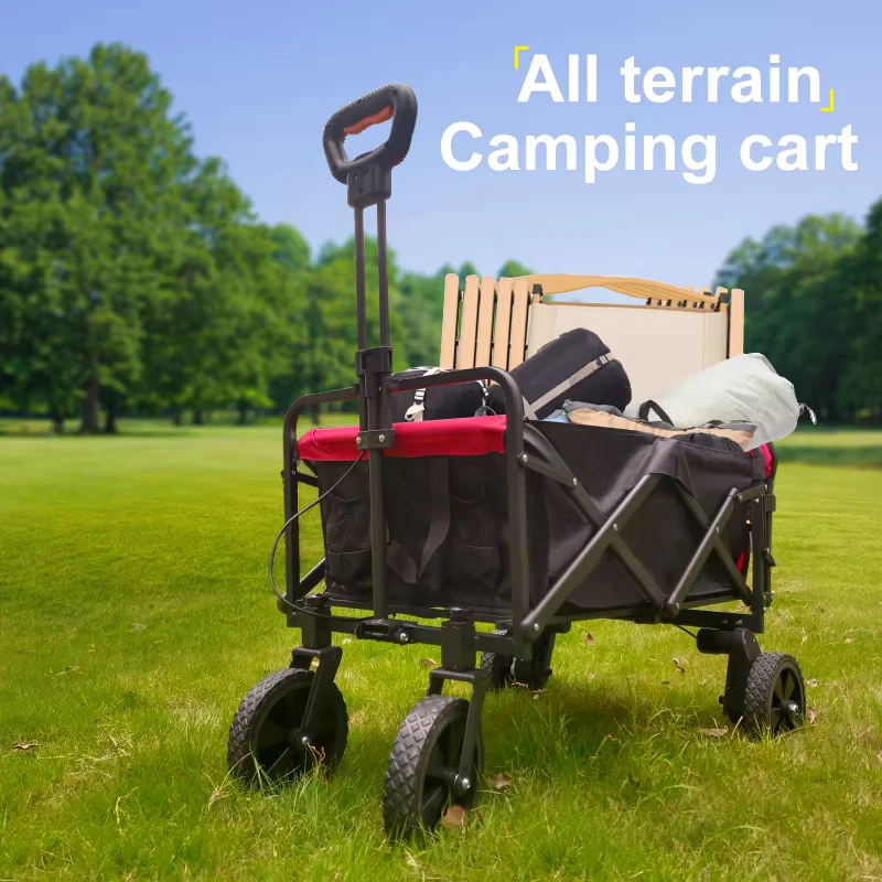 Electric Collapsible Folding Aluminum Camping Beach Trolley with 7″ Wheels 2000mAh 16.8V Tool Cart