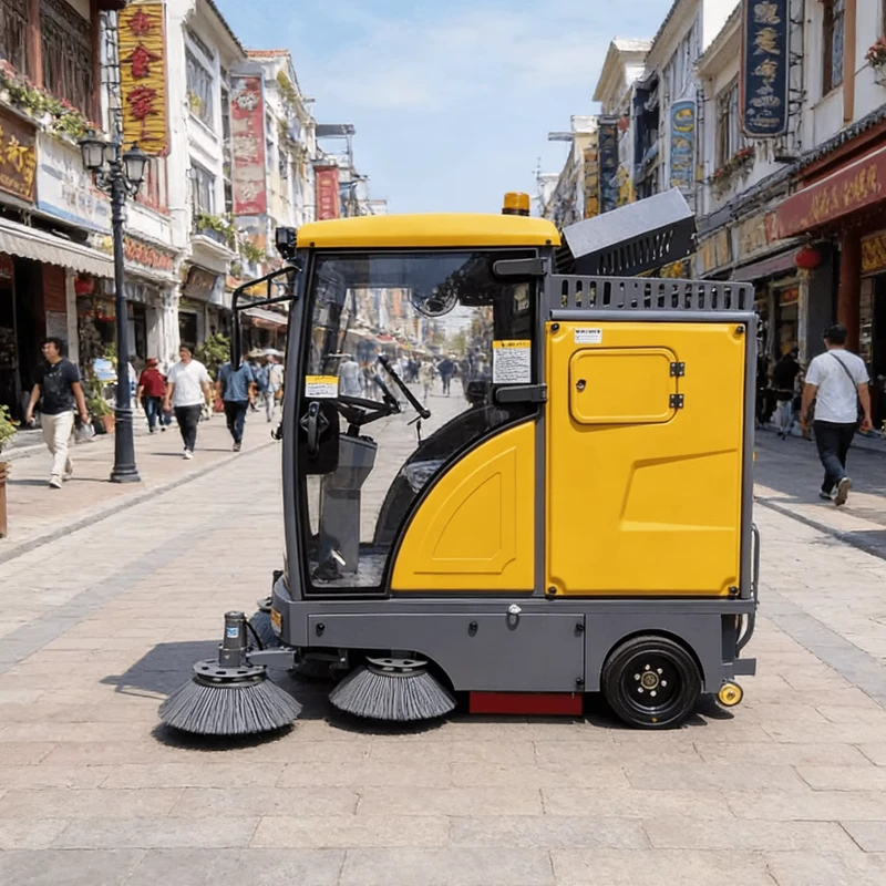 Electric Commercial Floor Cleaning Vehicle High-Pressure Vacuum Road Sweeper Cleaning Carts Steel Frame