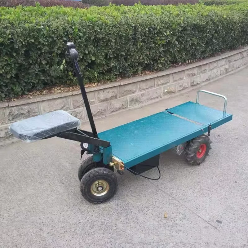Electric Flat Cart Warehouse Handling Transportation Foldable Lifting Platform Warehouse Electric Flat Trolley Cart