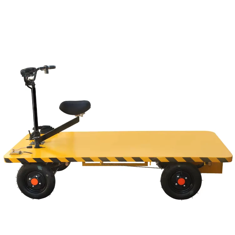 Electric Flatbed Truck 4 Wheel Hand Truck Forward Reverse Ride On Warehouse Construction Site Transport Heavy Duty Cargo Cart