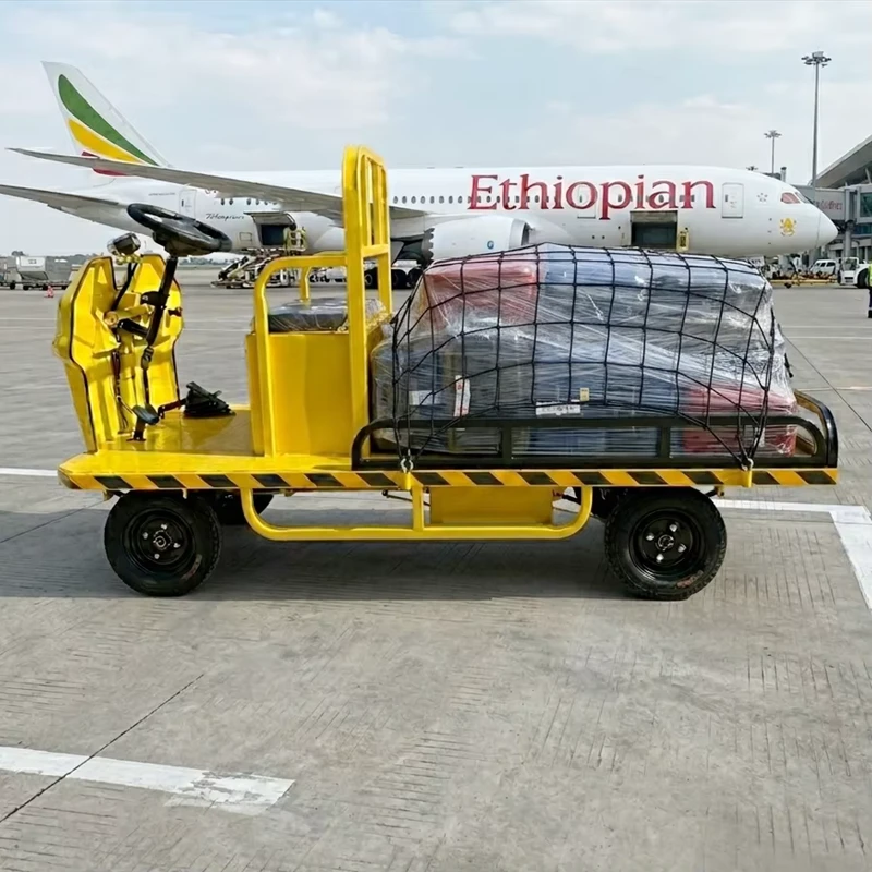 Electric Flatbed Utility Cart with Steering Wheel Custom Motorized Platform Trolley for Airport and Factory