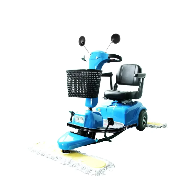 Electric Floor Cleaning Mobility Scooter with Pushing Driving Mop Three Wheel Dust Cart