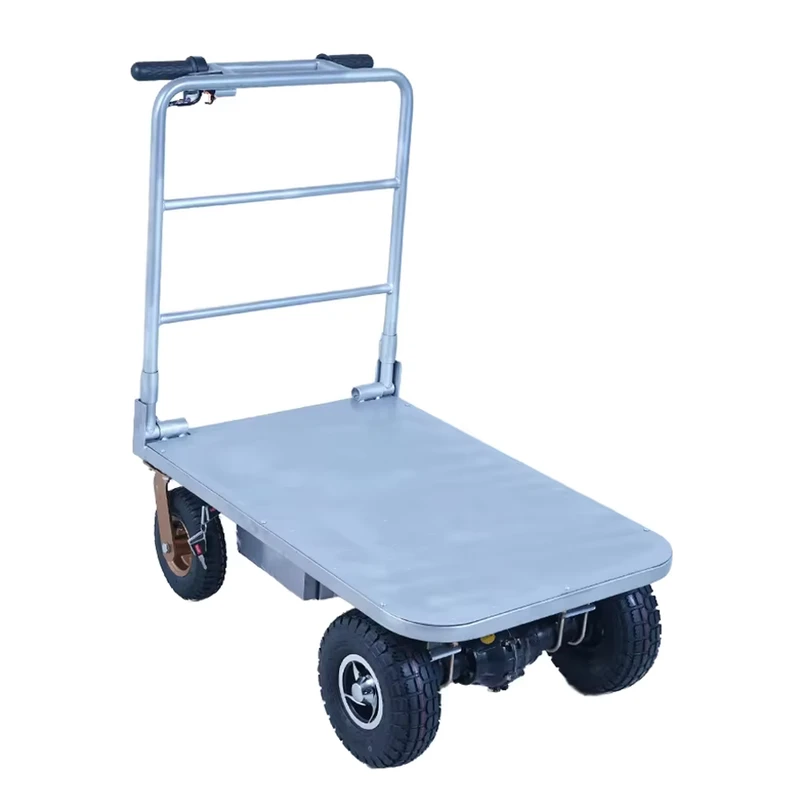 Electric Folding Steel Heavy Duty Trolley Metal Hand Cart Electric Platform Truck Multi Function Electric Trolley Cart