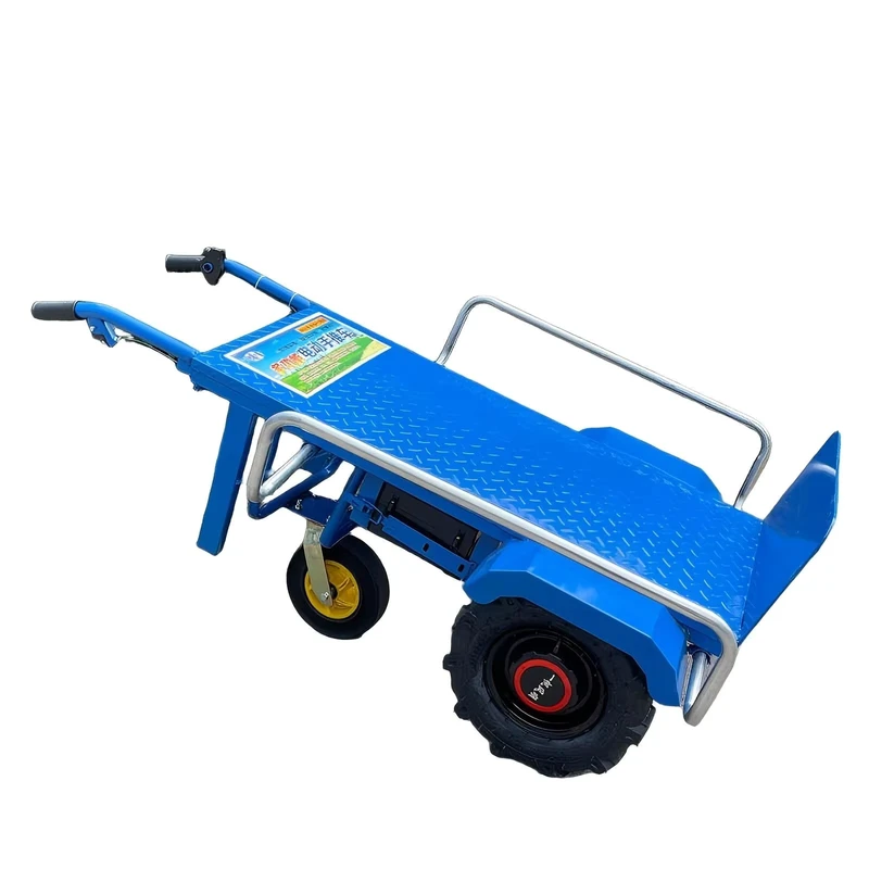 Electric Four Wheel Durable Metal Platform Transport Cart for Industrial Home Farm Construction Site Use Electric Hand Cart