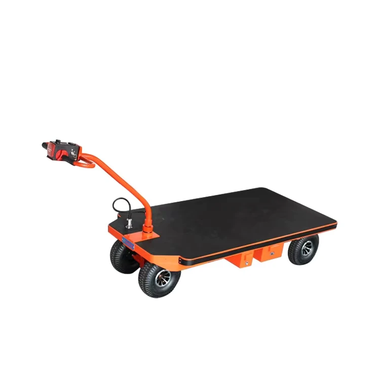 Electric Four Wheel Foldable Heavy Duty Trolley Trailer Dolly Platform Cart with 800W Motor for Industrial Moving