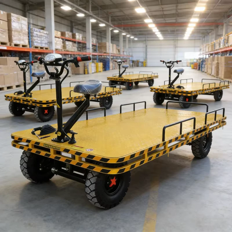 Electric Four Wheeled Flatbed Truck Heavy Duty Warehouse 1000KG Carrying Handing Electric Hand Trolley Platform Cart