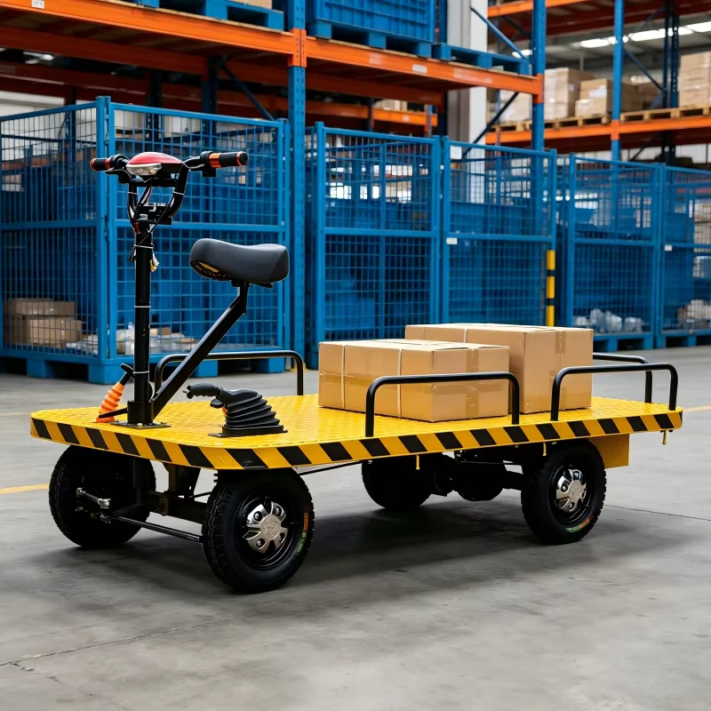 Electric Four wheel Flatbed Brick Pulling Storage Truck Electric Multi functional Trolley Cart