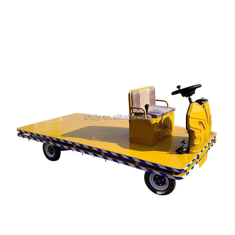 Electric Four wheeled Flatbed Trucks Agriculture 1.5m 2m 2.5m 4 Wheel Hand push Flatbed Electric Trolley