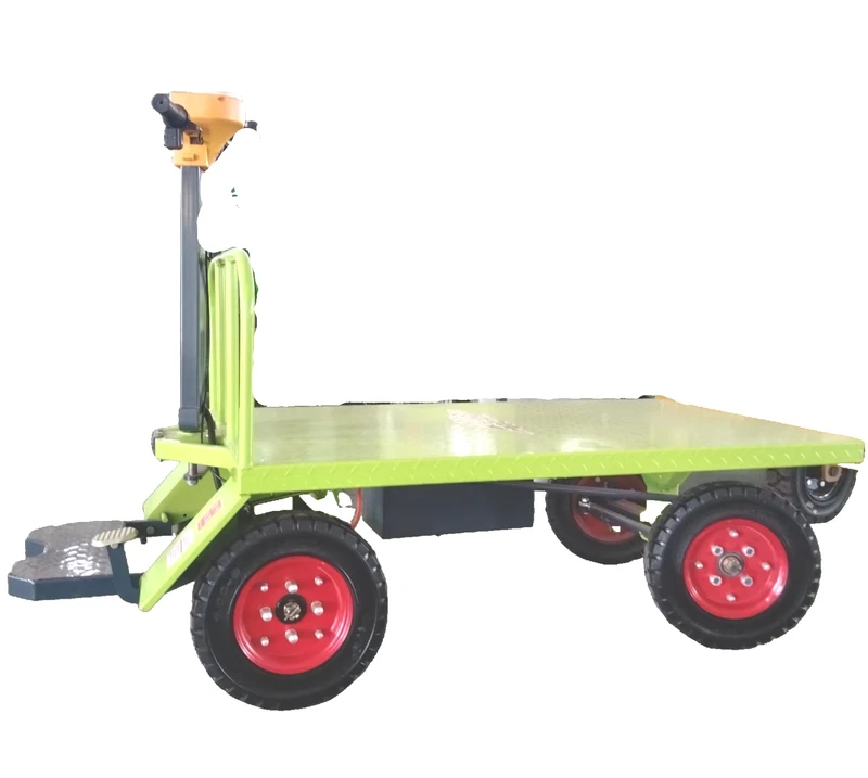 Electric Hand Cart Electric Four Wheel Trolley Warehouse Platform Hand Cart Electric Flatbed Truck Battery Hand Trolley