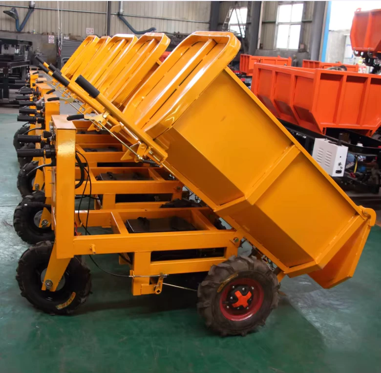 Electric Hand Push Hopper Cart Heavy Duty Power Barrow for Construction Site