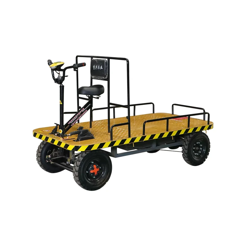 Electric Hand Trolley 4 Wheels Garden Cart Platform Electric Trolley Transport Four Wheel Cargo Transport Vehicle