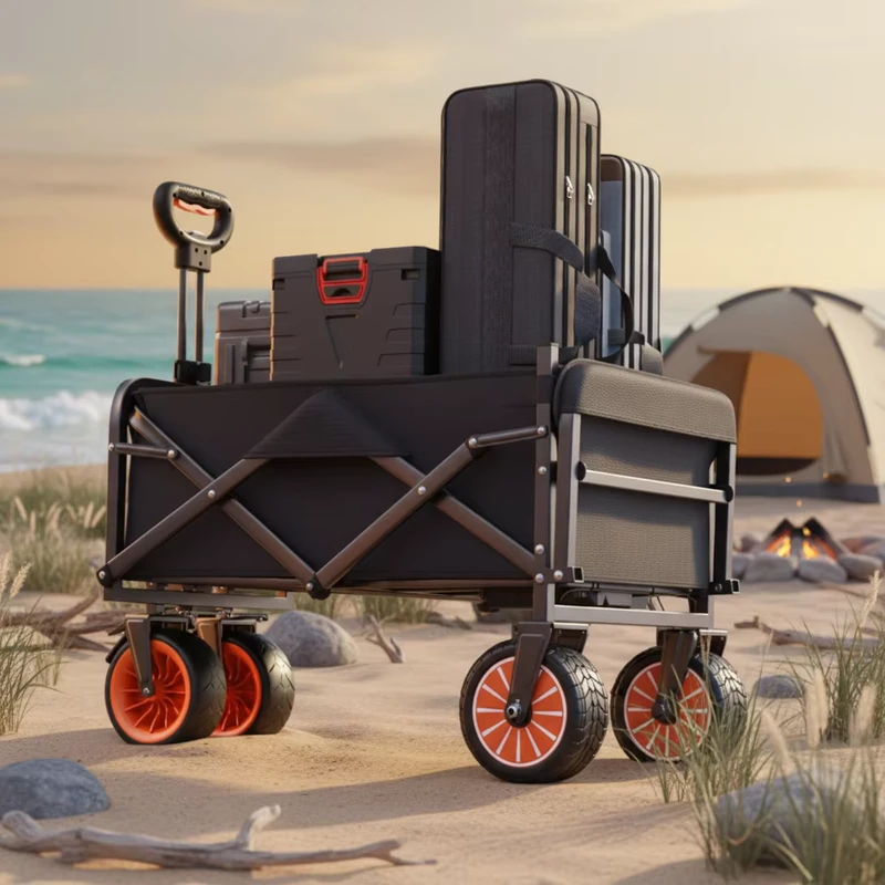 Electric Heavy Duty Beach Camping Wagon Electric Camping Cart Motorized Outdoor Garden Beach Trolley Foldable Wagon