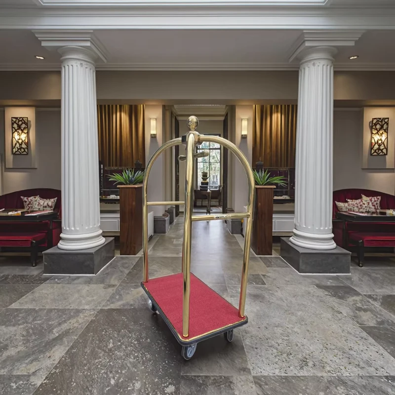 Electric Hotel Lobby & Airport Stainless Steel Luggage Cart with 300KG Capacity 30KM Range 4 Swivel Casters Push Pull Service