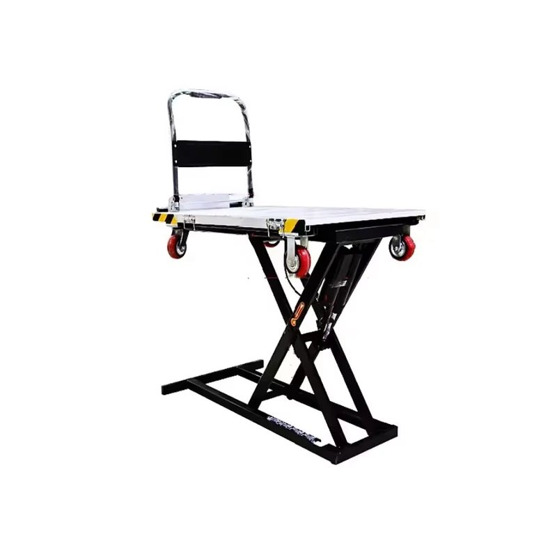 Electric Hydraulic Lifting Flatbed Truck Small Hand Pushed Portable Transporter Vehicle Mounted Foldable Mobile Lifting Platform