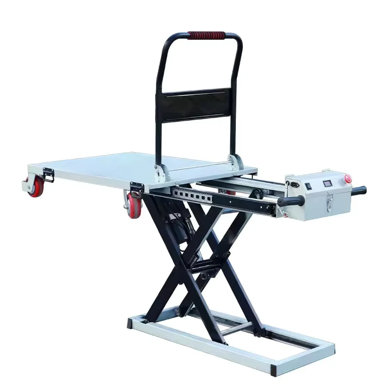 Electric Lifting Trolley Powered Self Loading Hand Cart Trolley Flat Hydraulic Electric Lift Durable Metal Construction