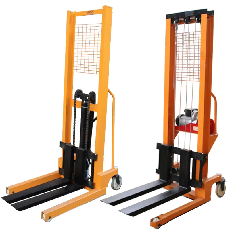Electric Manual Hydraulic Forklift 2 Tons 1.6m Stacker Small Loading Unloading Truck Forklift Hand Push Lift