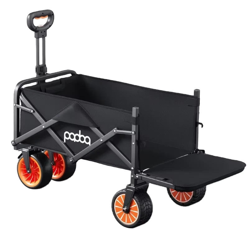 Electric Motorized Camping Cart Collapsible Folding Stainless Steel 600D Fabric Trolley Wagon 100KG Capacity for Shopping Tools