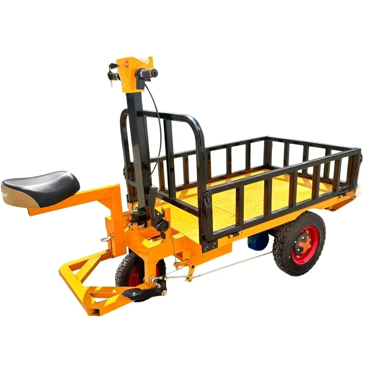 Electric Platform Hand Trolley Heavy Duty 600KG Iron Three Wheel Flatbed Car for Industrial Use