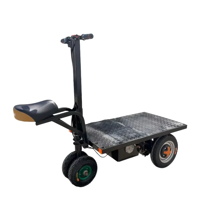 Electric Platform Trolley 1000W Heavy Duty 500KG Load 4 Wheel Hand Truck for Industrial Warehouse
