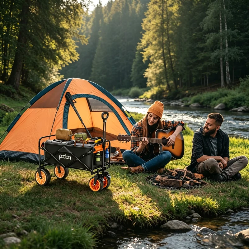 Electric Power Assist Camping Wagon Collapsible Folding Trolley Easy Climbing for Camping Picnic Shopping