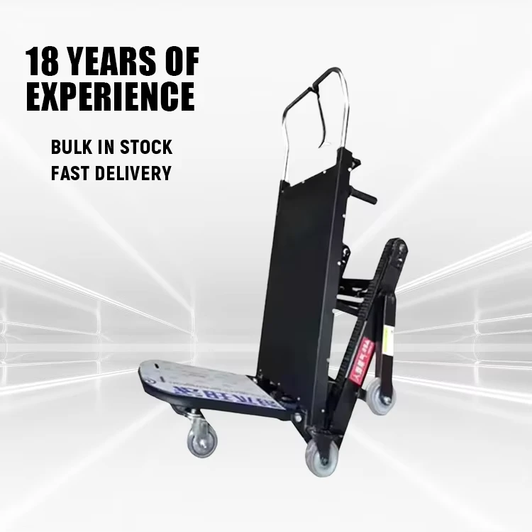 Electric Power Four Wheel Enclosed Cargo Transport Dolly Cart Belt Battery Powered Stair Climber Machine for Shopping Use