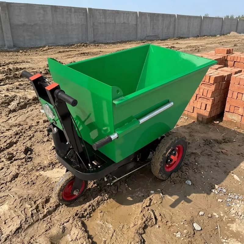 Electric Push Cart Wheelbarrow For Construction Site Manual Tipping Heavy Duty Material Moving
