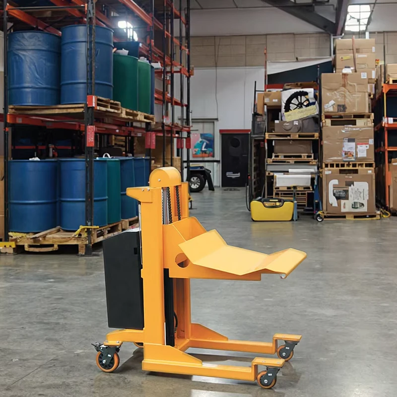 Electric Roll Film Stacker Oil Drum Station Car Cylindrical Material Lifter Pump