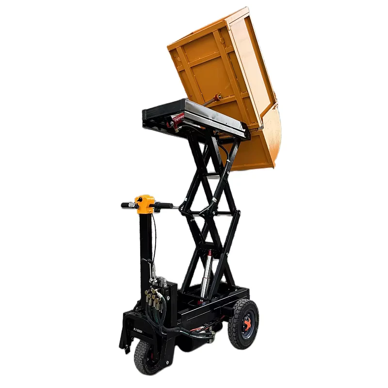 Electric Self Dumping Bucket Truck Scissor Lifter Hydraulic Trolley Machine Customized Support Steel Plate for Hand Carts
