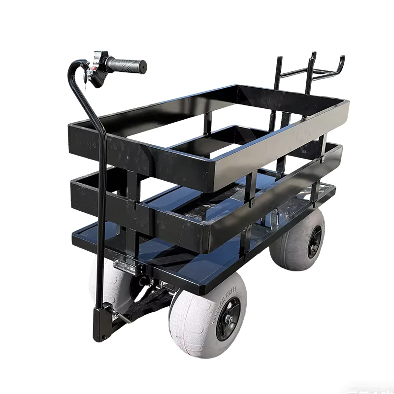 Electric Small Cart with 4 Wheels and Platform Cargo Hand Cart Trolley Outdoor Aluminium Alloy Heavy Duty Beach Cart