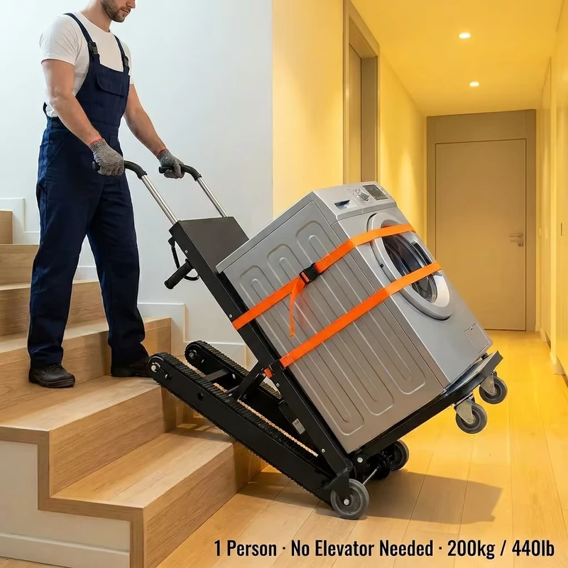 Electric Stair Climbing Trolley 200kg Powered Hand Truck Folding CE Logistics Water Delivery Crawler Electric Stair Climber