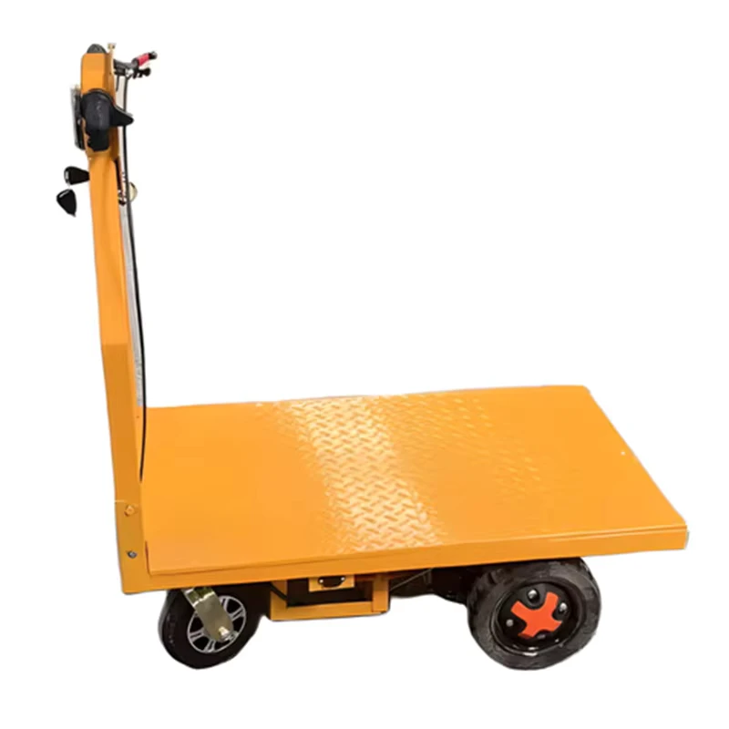 Electric Trolley Flatbed Truck Three Wheeled Cargo Pulling Vehicle Brick Lifting Feature for Warehouse Construction Site Use