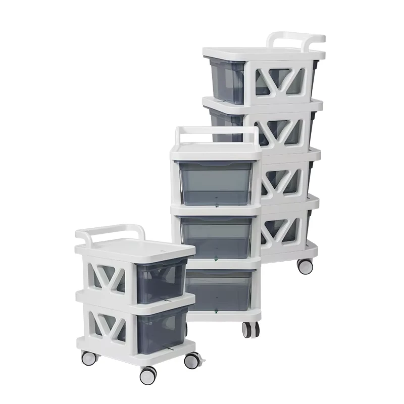 Elegant PP 2in1 Eco Friendly Washable Portable Bathroom & Salon Storage Trolley Drawers Rolling Cart